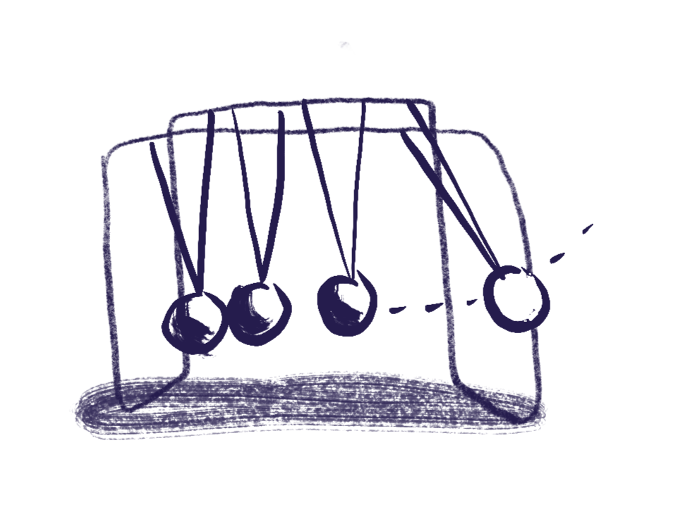 newton cradle going up