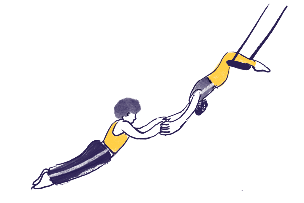 two people doing trapeze