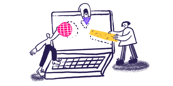 team putting blocks on a page