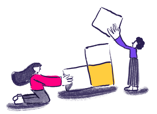 two people building blocks