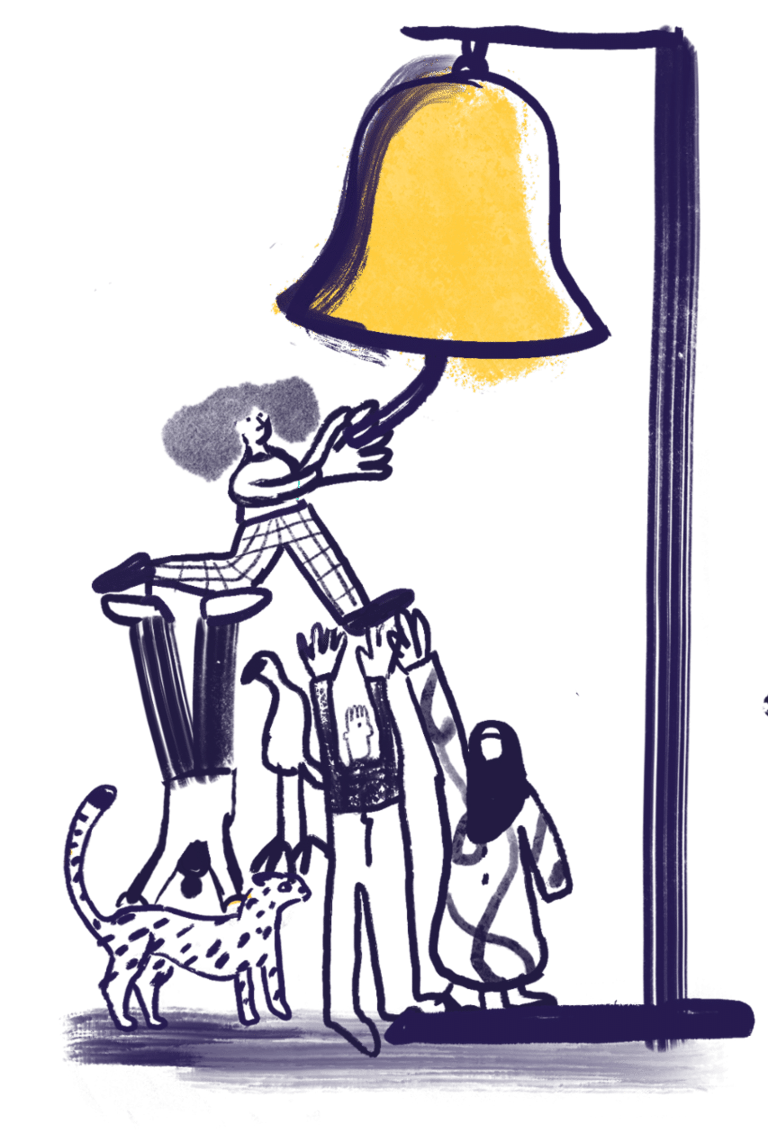 people ringing bell when website is down