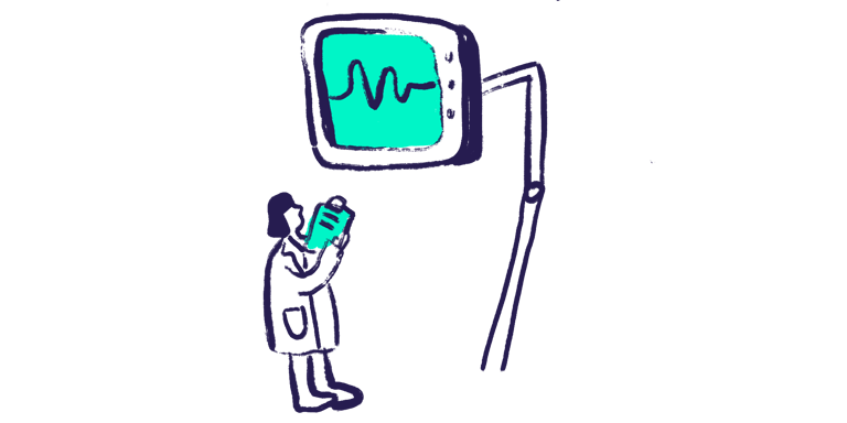 woman looking at monitor health