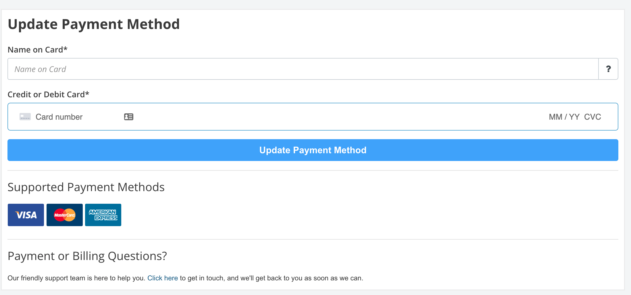 billing update section